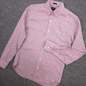J Crew Linen Shirt Mens Small Red White Blue Gingham Check Slim Fit Button Down
